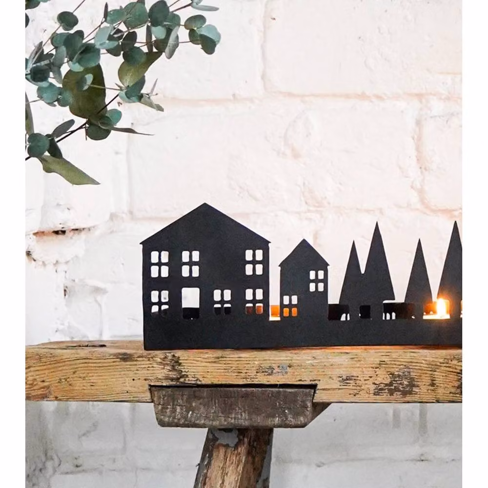 Lemon Pavilion Furniture and Decor Advent Tealight Centrepiece in Black Mild Steel, W70 x D6 x H20 cm – 3