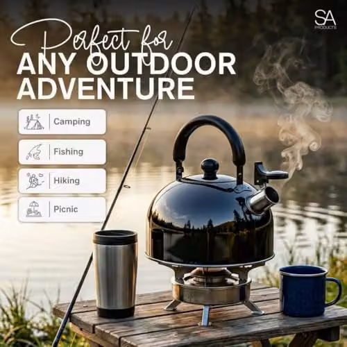 Tanness 3L Stainless Steel Camping Whistling Kettle, Black – 6