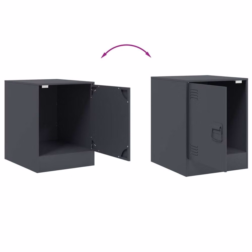 Berkfield Home Set of 2 Anthracite Metal Bedside Cabinets, W/D/H: 34.5 x 39 x 44 cm – 3