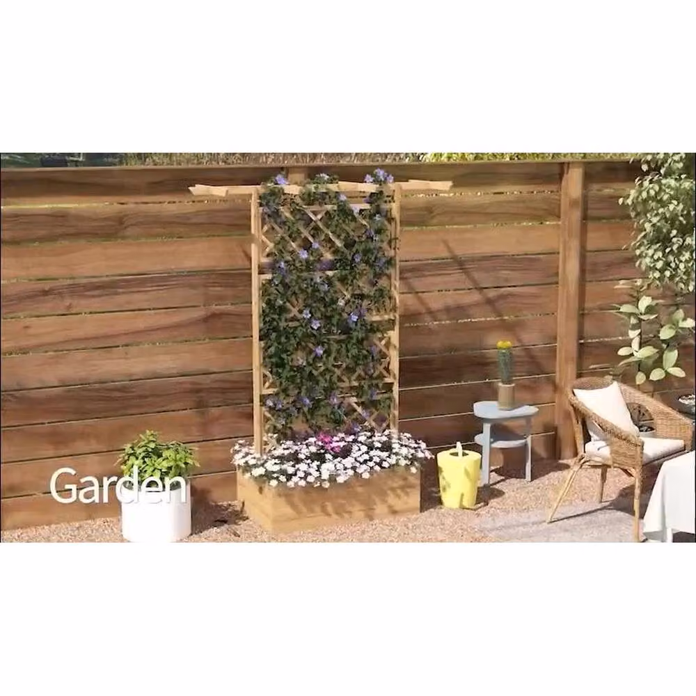 FLAVORA Wooden Trellis Raised Garden Bed in Brown and Beige – 2