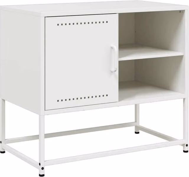 Berkfield Home Industrial White Metal TV Cabinet W: 68 cm, D: 39 cm, H: 60.5 cm