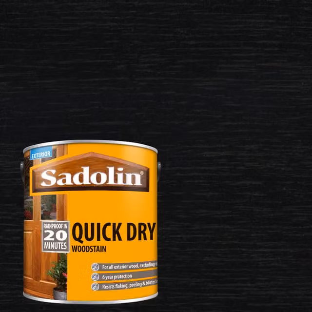 Sadolin QD Water-Based Weatherproof Woodstain, Ebony Black, 2.5 l