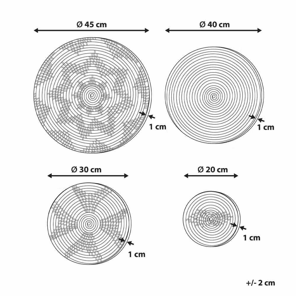 Wyld and Coco Set of 4 Handmade Beige Geometric Seagrass Wall Plates – 3