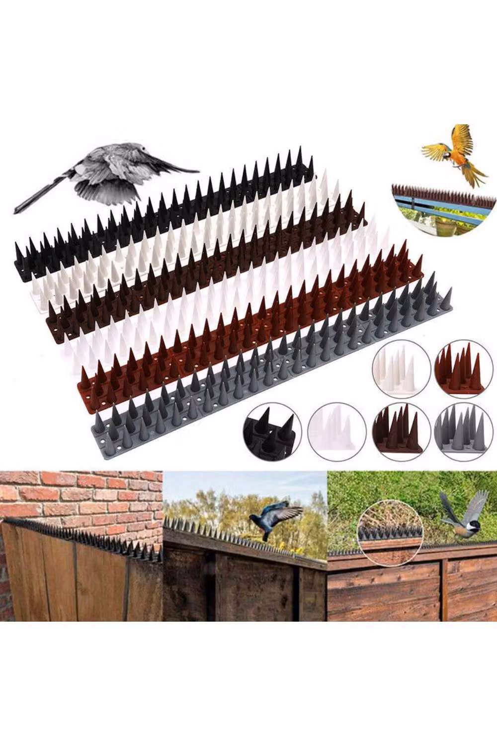 KDMD 12-Piece Transparent Plastic Anti-Bird and Animal Deterrent Spikes – 2