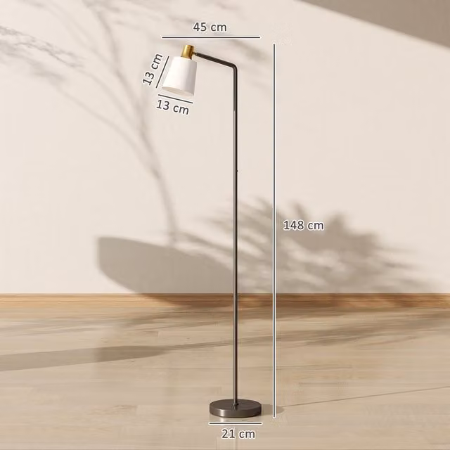 HOMCOM Modern LED Floor Lamp with Adjustable Head in Black