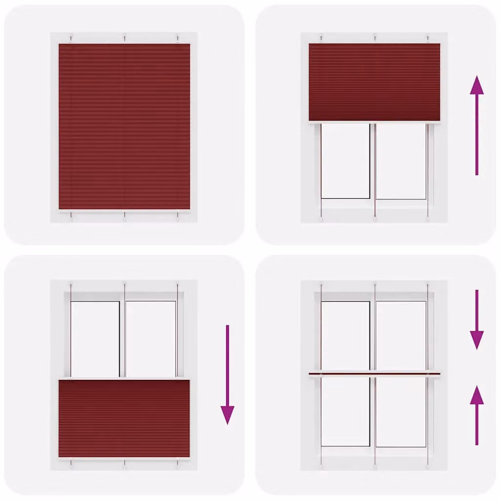 Berkfield Home Single Pleat Corded Blind in Bordeaux Red, W: 105 cm, H: 100 cm, Polyester – 4