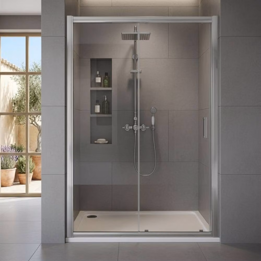 Balterley Ellenhall 8mm Glass Sliding Reversible Shower Door in Silver, W/D/H: 170 x 3.1 x 185 cm – 2