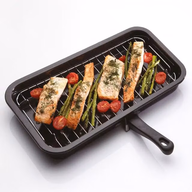 KitchenCraft Non-Stick Enamel Grill Pan in Black and Grey, W: 40 cm, D: 23 cm – 1
