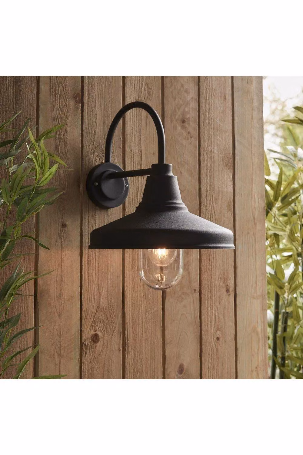 Netlighting Farmhouse Traditional Outdoor Dome Wall Light with Black Metal and Transparent Glass Shade, IP44 – 2