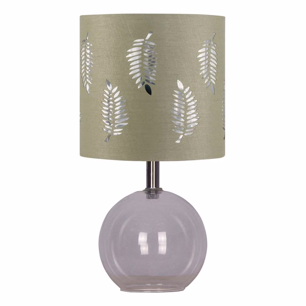First Choice Lighting Buck Set of 2 Transparent Glass Globe Table Lamps with Green Details – 2