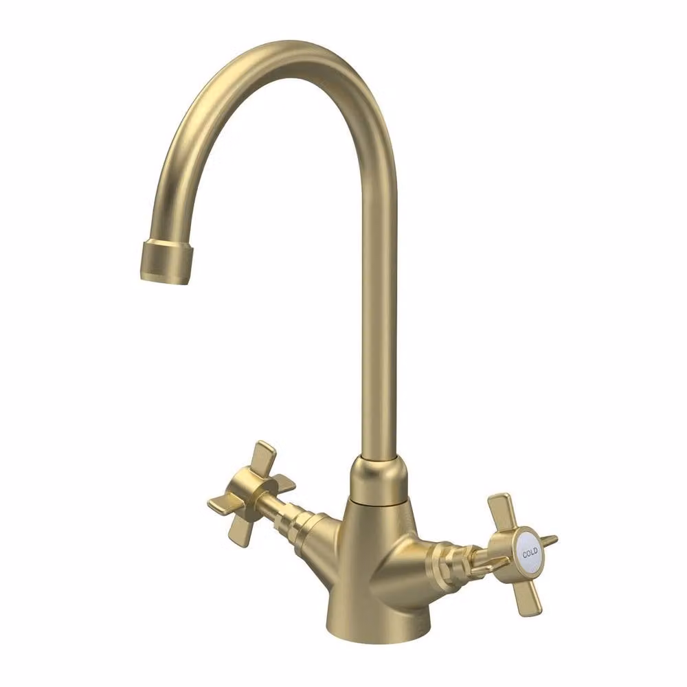 Nuie Traditional Mono Kitchen Sink Mixer Tap in Gold with Two Handles – 2