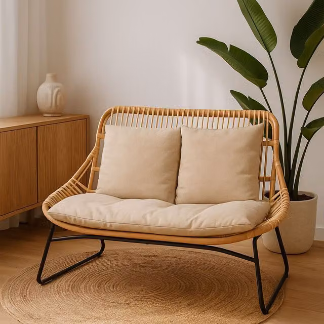 Orsina Boho Rattan 2 Seater Sofa in Brown – 2