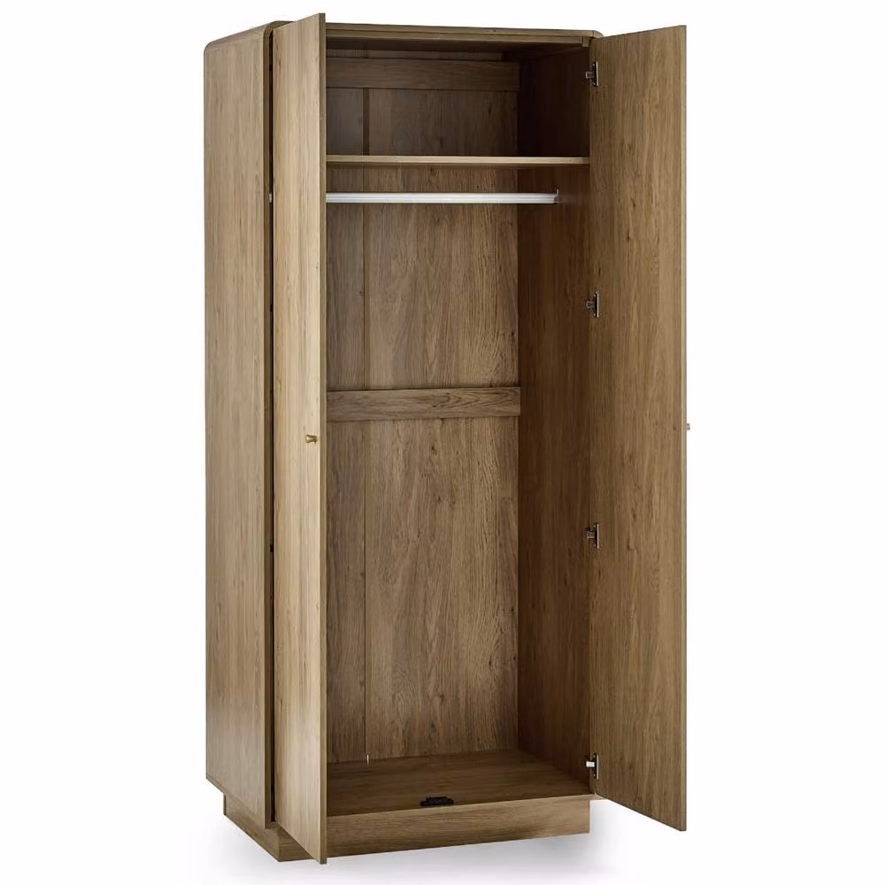 Cheshire Premium Freya 2 Door Beige Wood Wardrobe with Internal Shelves and Hanging Rod – 2