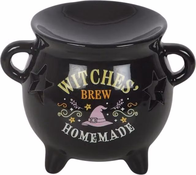 Kingsbury Gifts Witches Brew Cauldron Ceramic Oil Burner and Wax Warmer, Black
