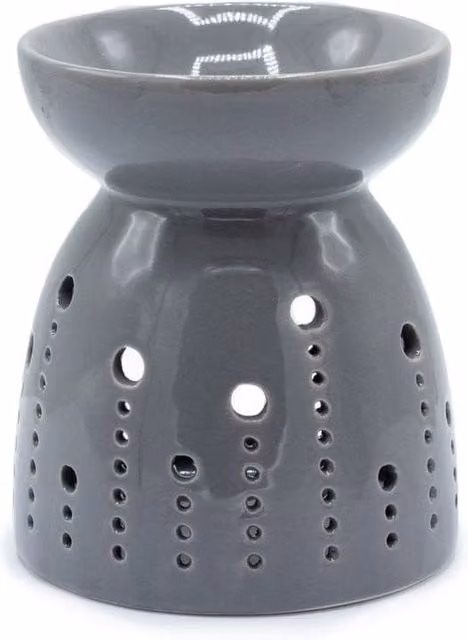 KDMD Grey Classic Ceramic Tabletop Oil Lamp with Geometric Bubble Cutout