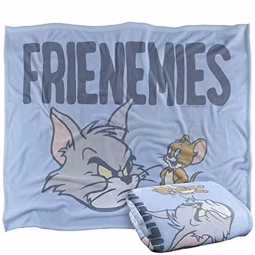 LOGOVISION Tom & Jerry The F Is For Frenemies Super Soft Fleece Throw Blanket, Multicolour, W: 152 cm, D: 127 cm – 1