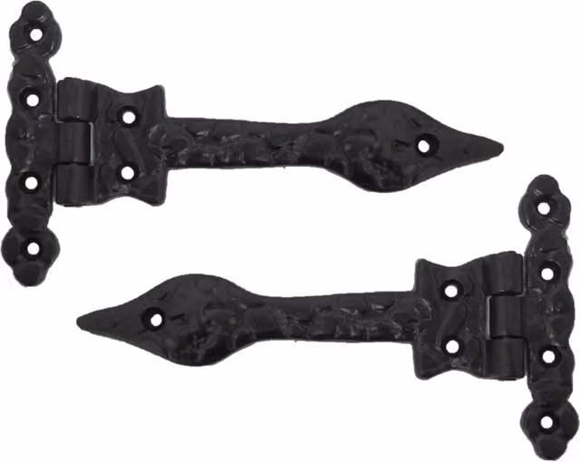 Betley Butterfly Pair of Black Matt Cast Iron Leaf Decorative Spear Hinges