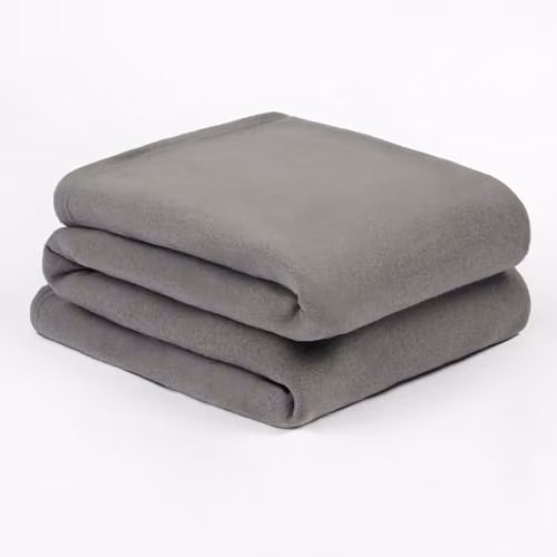 OHS Anthracite Grey Plain Fleece Throw Blanket, W/D/H: 200 x 240 cm