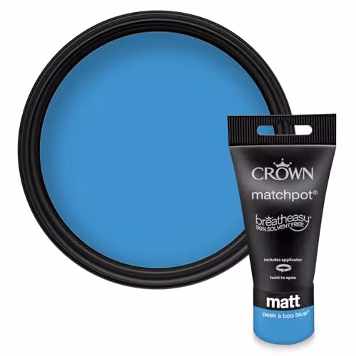 Crown Walls & Ceilings Mid Blue Matt Paint Tester Pot, 40ml – 1