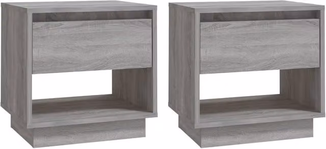 Berkfield Home Set of 2 Grey Sonoma Bedside Cabinets, W/D/H: 45 x 34 x 44 cm