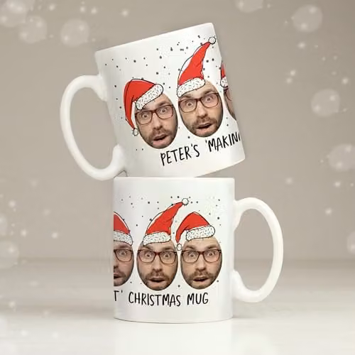 Personalised Memento Company Custom Photo Upload Santa Christmas Mug in White