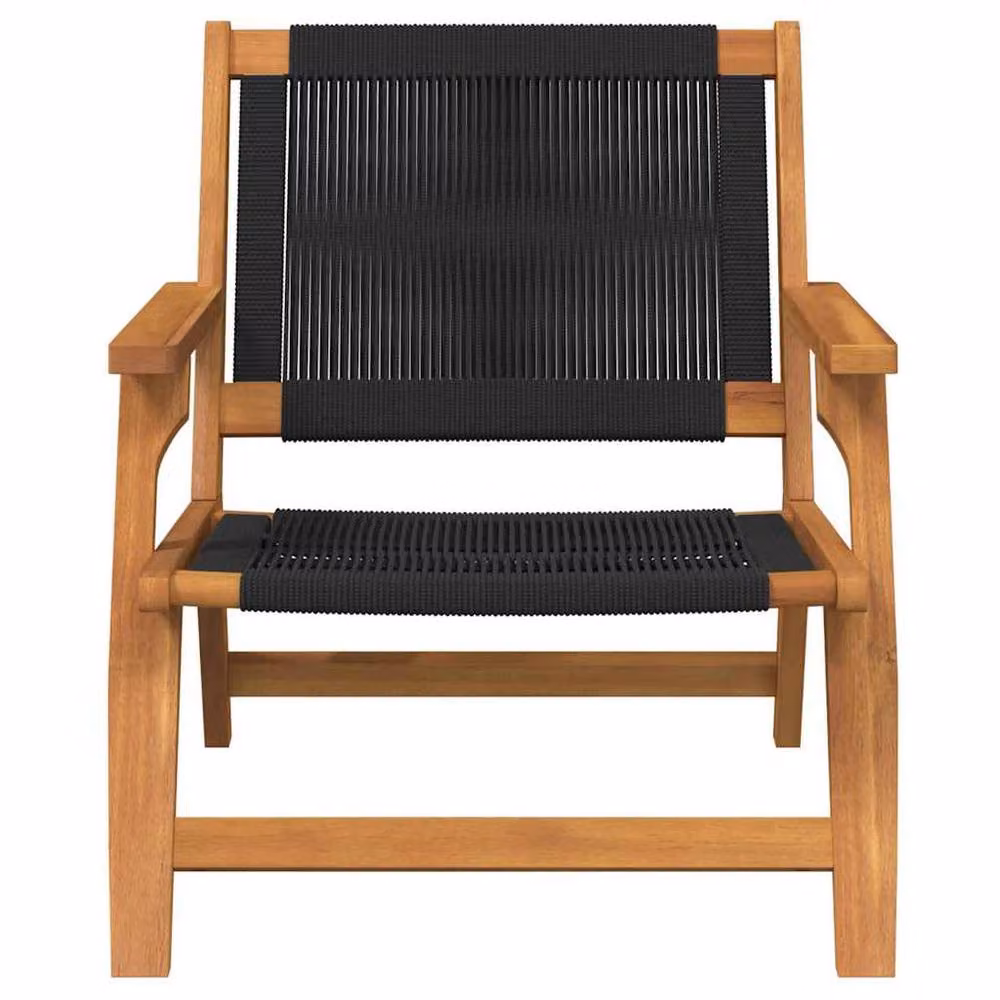 Berkfield Home Set of 2 Modern Acacia Wood Garden Chairs in Black and Brown, W/D/H: 67 x 77 x 73 cm – 5