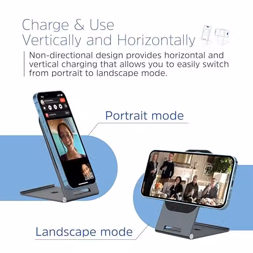 Energizer Black Aluminium Foldable 15W Qi Wireless Charging Stand with USB-C – 4