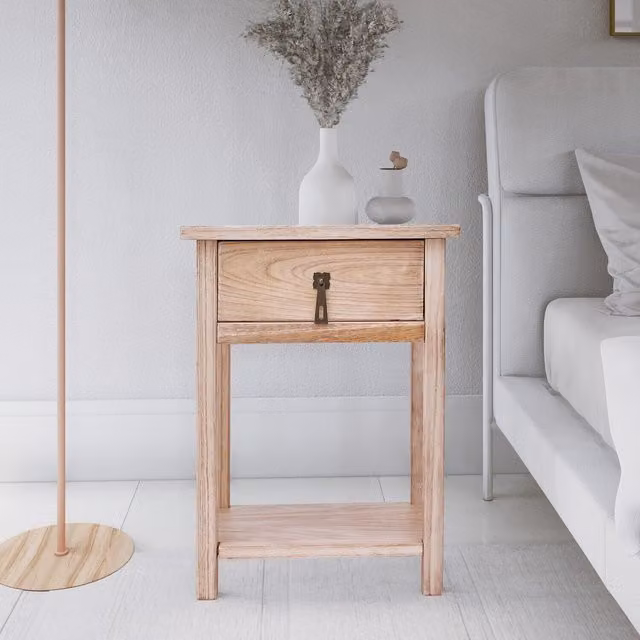 Cabinet Bits Portofino 1 Drawer Bedside Cabinet in Brown Wood