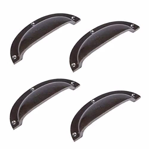 Hammer & Tongs Raw Iron Curved Cabinet Drawer Pulls, Pack of 4, W130mm x H50mm