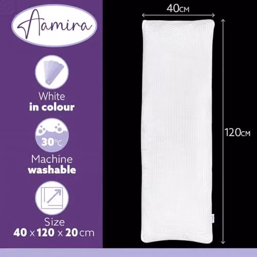 Aamira Adjustable Orthopaedic Long Body Pillow with Shredded Memory Foam and White Washable Cover, W/D/H: 120 x 40 cm – 3