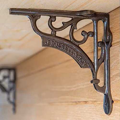 Hammer and Tongs Ornate Matt Black Iron Shelf Bracket, Pack of 2, Depth: 150 mm – 5