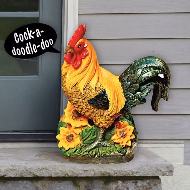 Coopers of Stortford Gainsborough Multicolour Polyresin Motion-Activated Rooster Ornament with Sound