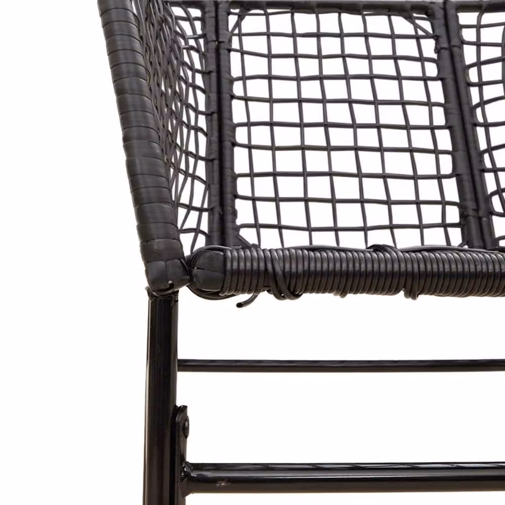 Berkfield Home Beautiful Modern Black Poly Rattan and Steel Garden Chairs, 2 Piece Set – 3
