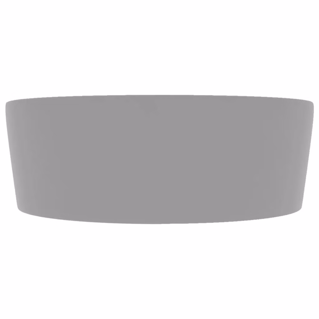 Berkfield Home Luxury Round Ceramic Countertop Wash Basin with Overflow, Matt Light Grey, W/D: 36 x 13 cm – 3