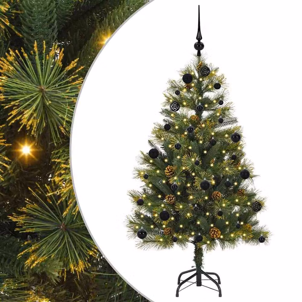 Berkfield Home Realistic Artificial Hinged Christmas Tree with Cones in Green, Height: 150 cm – 3