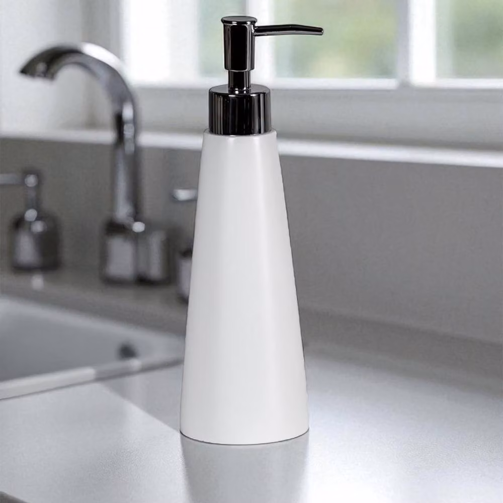 Showerdrape Alto 3 Piece White Resin Bathroom Accessory Set including Soap Dispenser, Tumbler and Soap Dish – 2