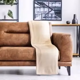 New Edge Blinds Plush Collection Flannel Fleece Super Soft Throw in Beige, W: 140 cm, D: 180 cm – 2