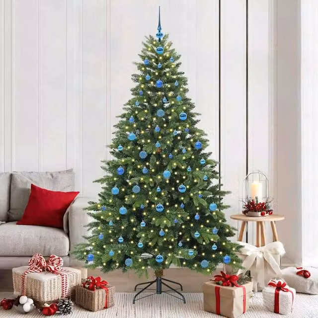 Berkfield Home Artificial Green Christmas Tree with 300 Warm White LEDs, Height: 210 cm – 1