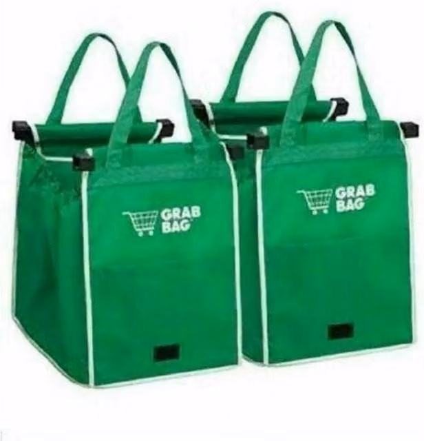 FLAVORA 2-Piece Foldable Shopping Trolley Storage Bags in Green