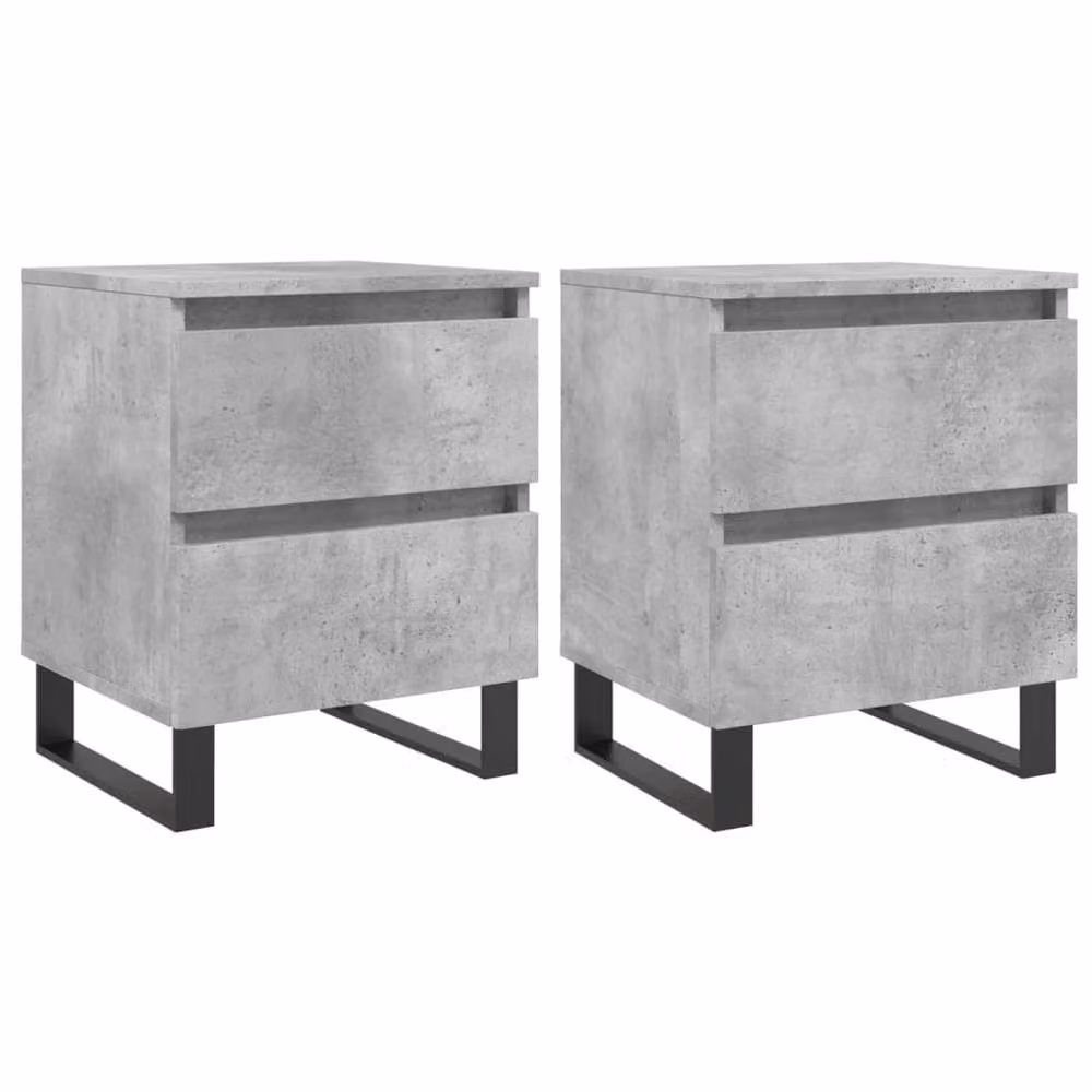 Berkfield Home Set of 2 Bedside Cabinets in Concrete Grey, W/D/H: 40 x 35 x 50 cm