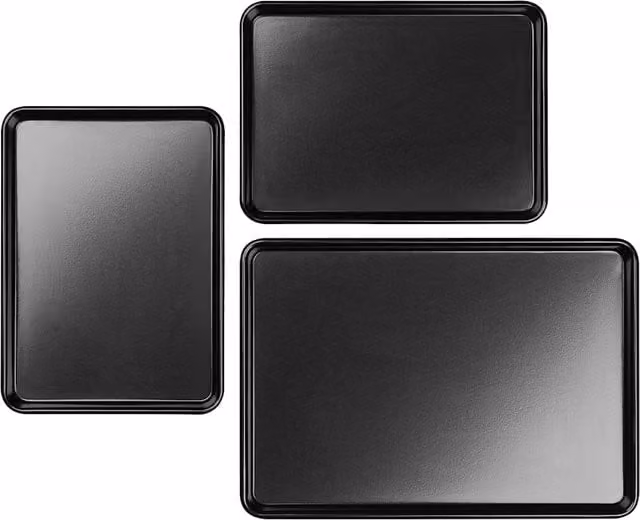 Tala 3 Piece Non-Stick Carbon Steel Rectangular Baking Tray Set in Black