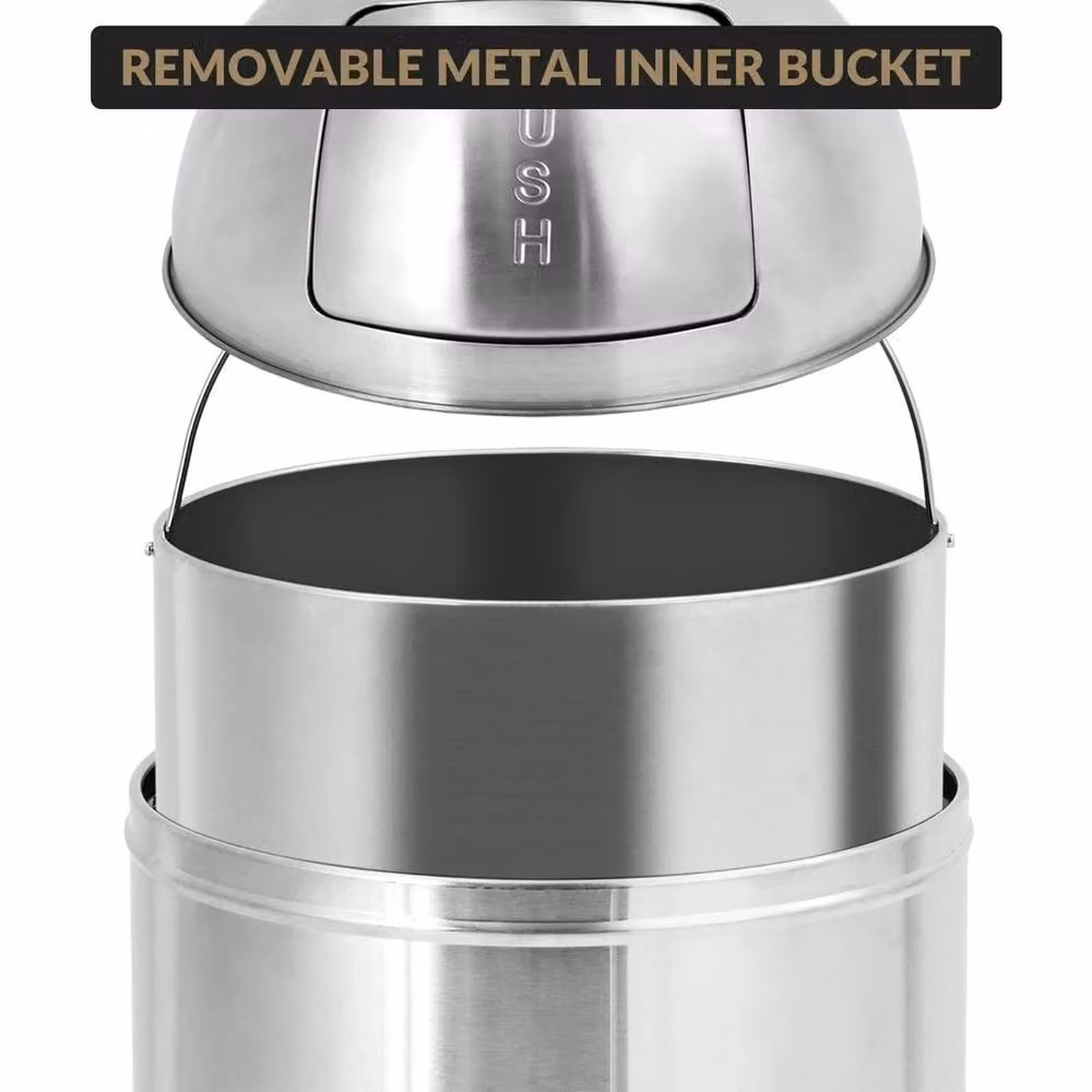 VOGREX Stainless Steel Swing Lid Kitchen Bin in Silver, Fingerprint Proof – 3