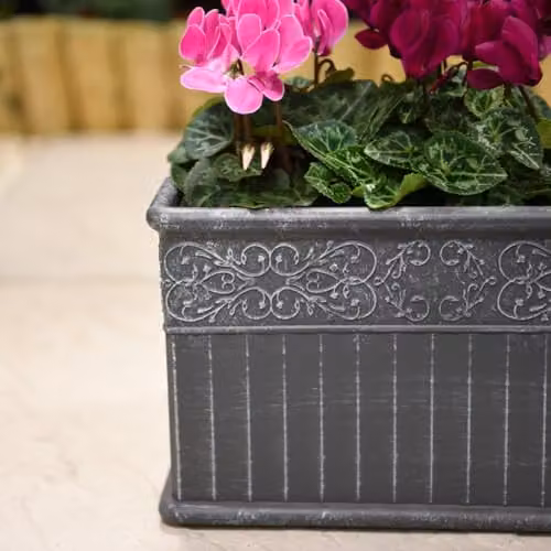 Garden Gear Damask Lead Effect Planters, Grey, W: 45 cm, Pack of 2 – 3