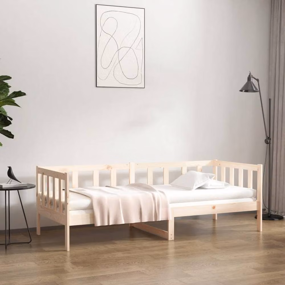 Berkfield Home Rustic Solid Wood Pine Day Bed in Beige, W/D/H: 80 x 200 cm – 2