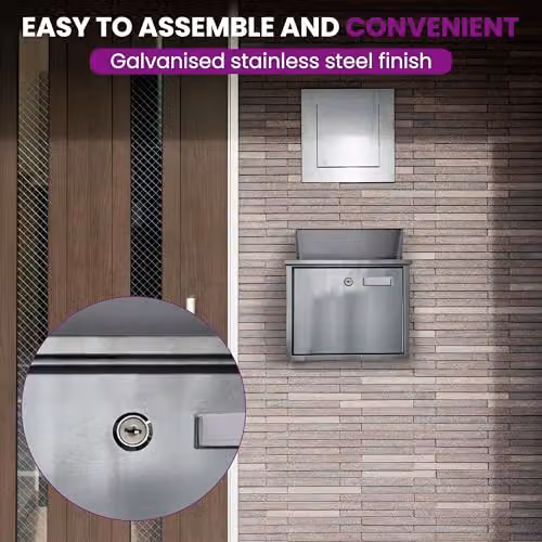Furnished Stainless Steel Wall Mounted Outdoor Post Box with Cylinder Lock, Silver – 4