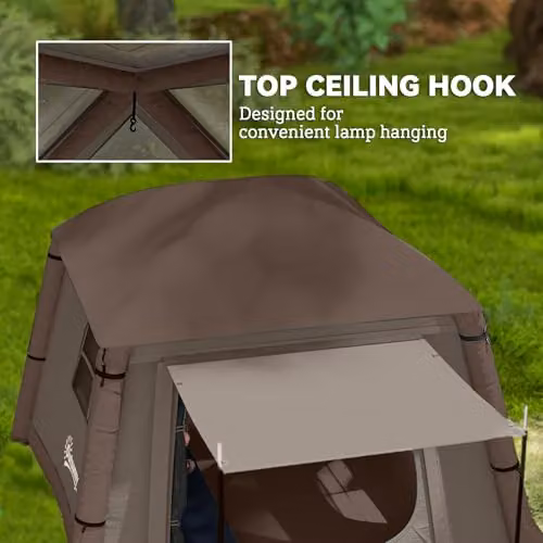 Outsunny Inflatable Camping Tent with Hand Pump, Beige – 6