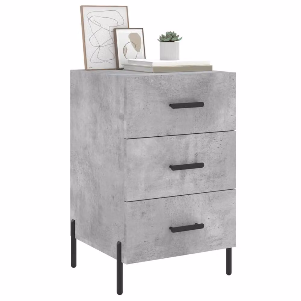 Berkfield Home Modern Bedside Cabinet in Concrete Grey, W/D/H: 40 x 40 x 66 cm – 2