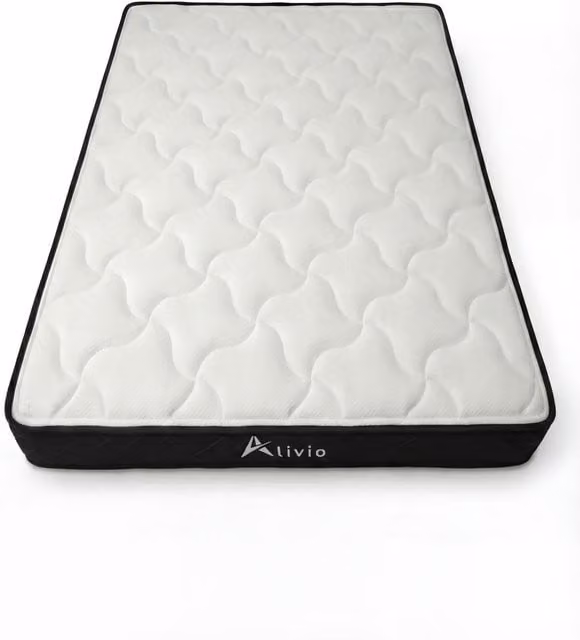 Alivio Hybrid 7-Zone Microfibre Knitted Mattress with Temperature Regulation, White, W: 180 cm, D: 200 cm