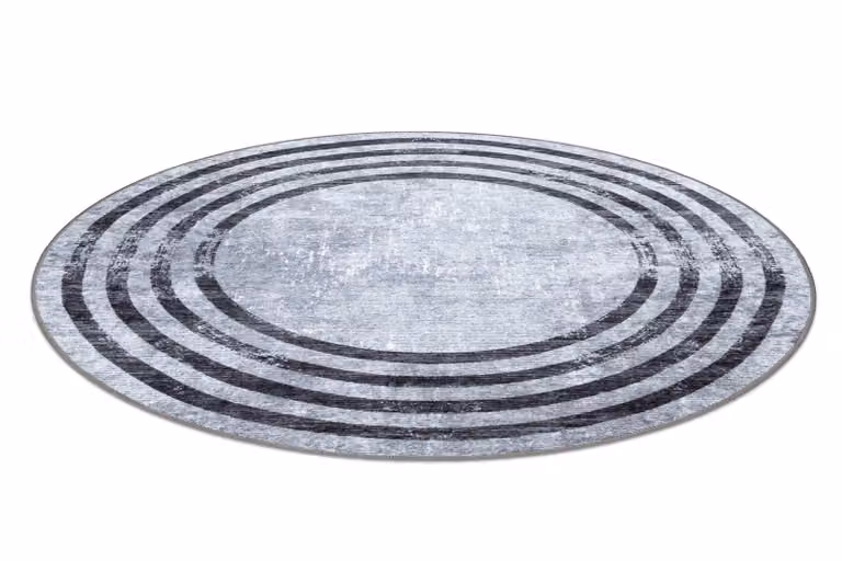 RugsX Miro Round Grey Polyester Rug, Diameter: 100 cm