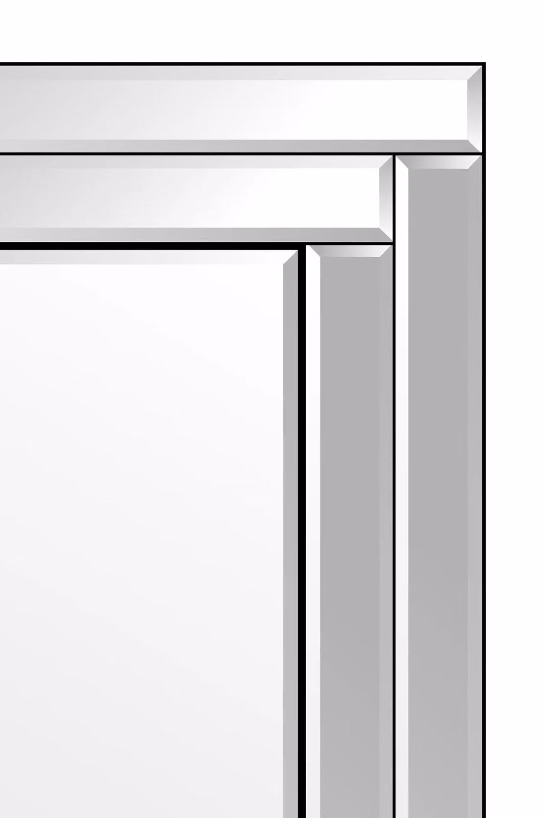 MirrorOutlet Luxford All Glass Bevelled Dress Mirror in Silver, W: 120 cm, H: 40 cm – 2